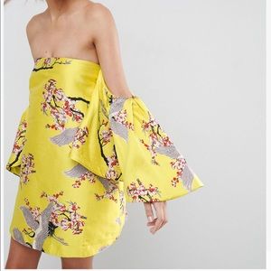 Yellow Ruffle Sleeve Dress